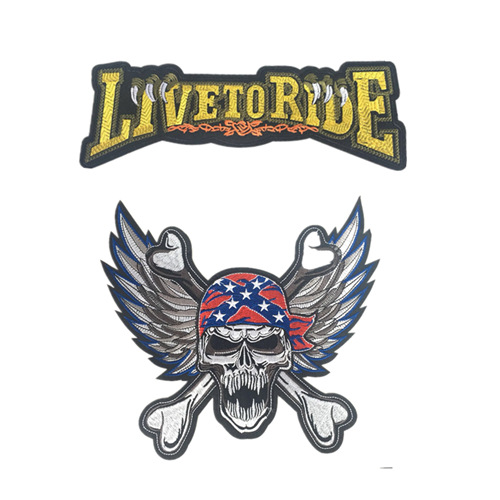 Estilo europeo y americano cráneo pegatinas de tela bordado estilo de la Universidad Ropa Decoración calcomanías fresco motocicleta fantasma cabeza reparación subsidio