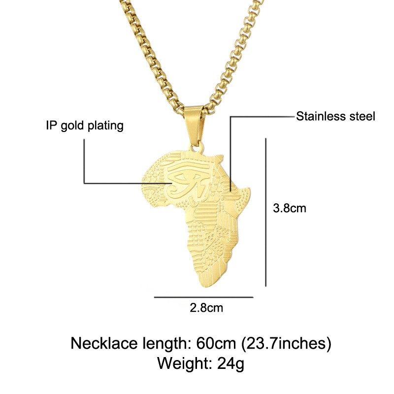 Nihaojewelry Jewelry Wholesale Golden Stainless Steel Africa Map Carved Pendant Necklace display picture 1