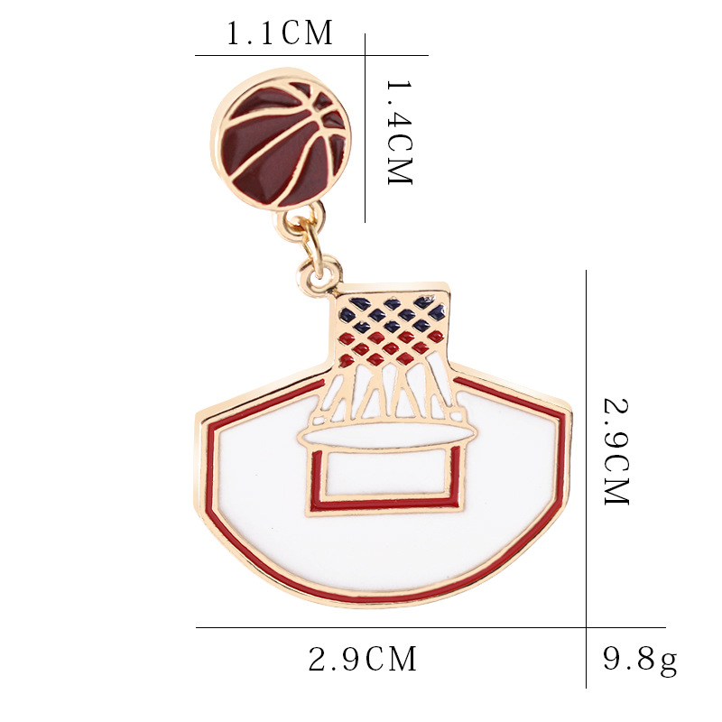 ZRM Basketballkorb mit Basketballnadeln, Broschen, rote Emaille, Sportnadel, rote Kugel, Anstecknadel, Abzeichen, Sportler, Knopfbrosche – Detail 2