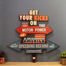 美式风复古做旧指示牌路标壁饰壁挂酒吧网咖装饰品挂件墙饰工艺品