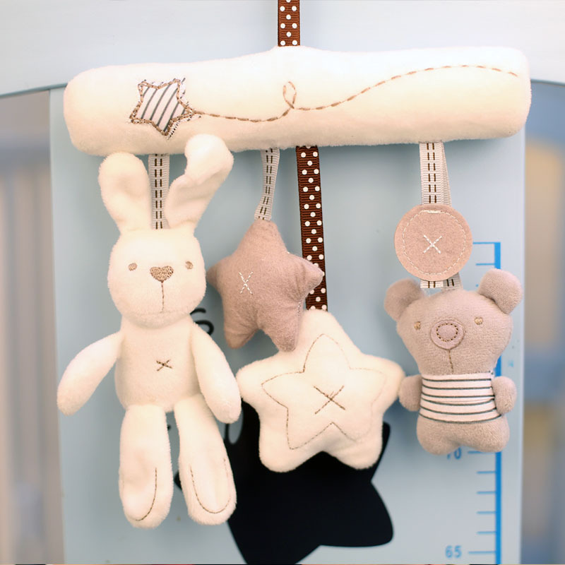 Cross-Border Newborn Baby Rabbit Stroller Hanging Music Bed Around Safety Seat Pendant Soothing Plush Toy Rattle Wind Chime