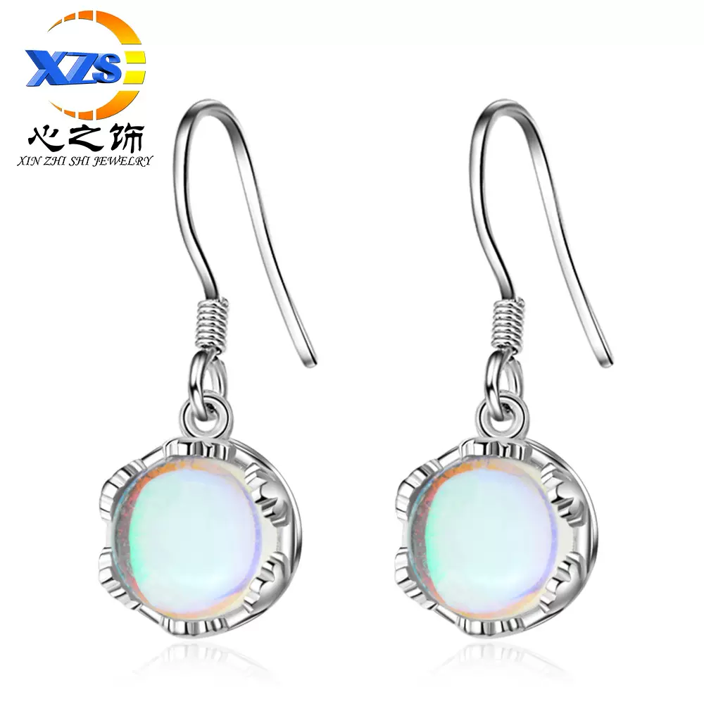 人造月光石耳环女韩版渐耳钩短款耳坠耳饰品女耳环