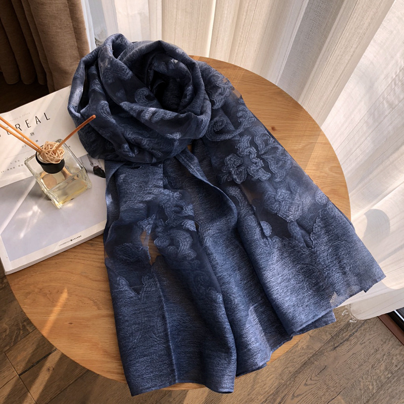 Solid Color Pattern Women's Elegant Solid Color Satin Silk Scarves
