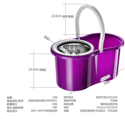 Wanben dual drive good mop spin mop stainless steel spin mop manufacturer wholesale hand pressure good mop