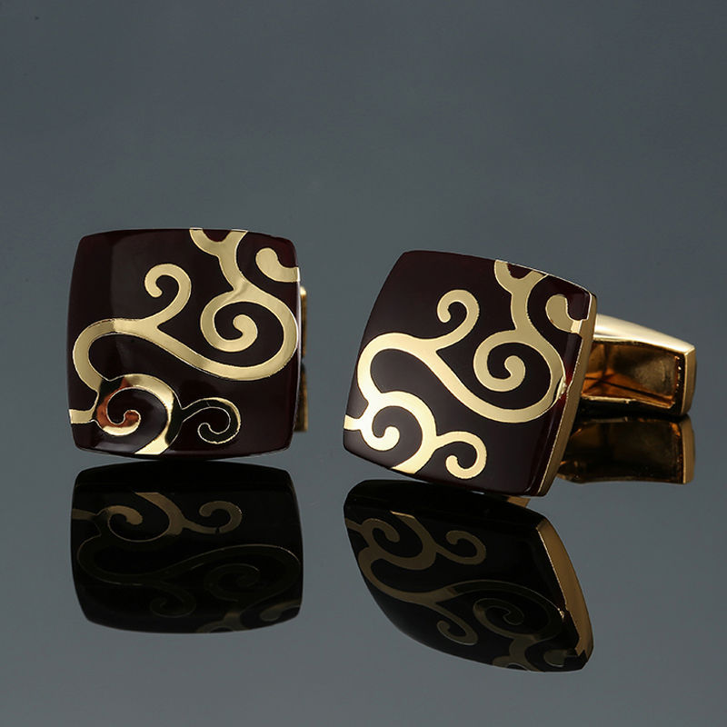 17g Weight Cufflinks Classification 1 Pair Quantity Anniversary, Business Occasion Copper Material Leaf, Flower Pattern Unisex Gender Plating Design Simple Style Style 1 Pair Simple Style Leaf Flower Copper Plating Unisex Cufflinks 8