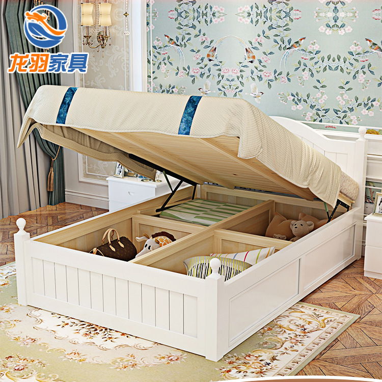 卧室家具实木高箱床双人1.8米储物床地中海1.5单人气压箱体床