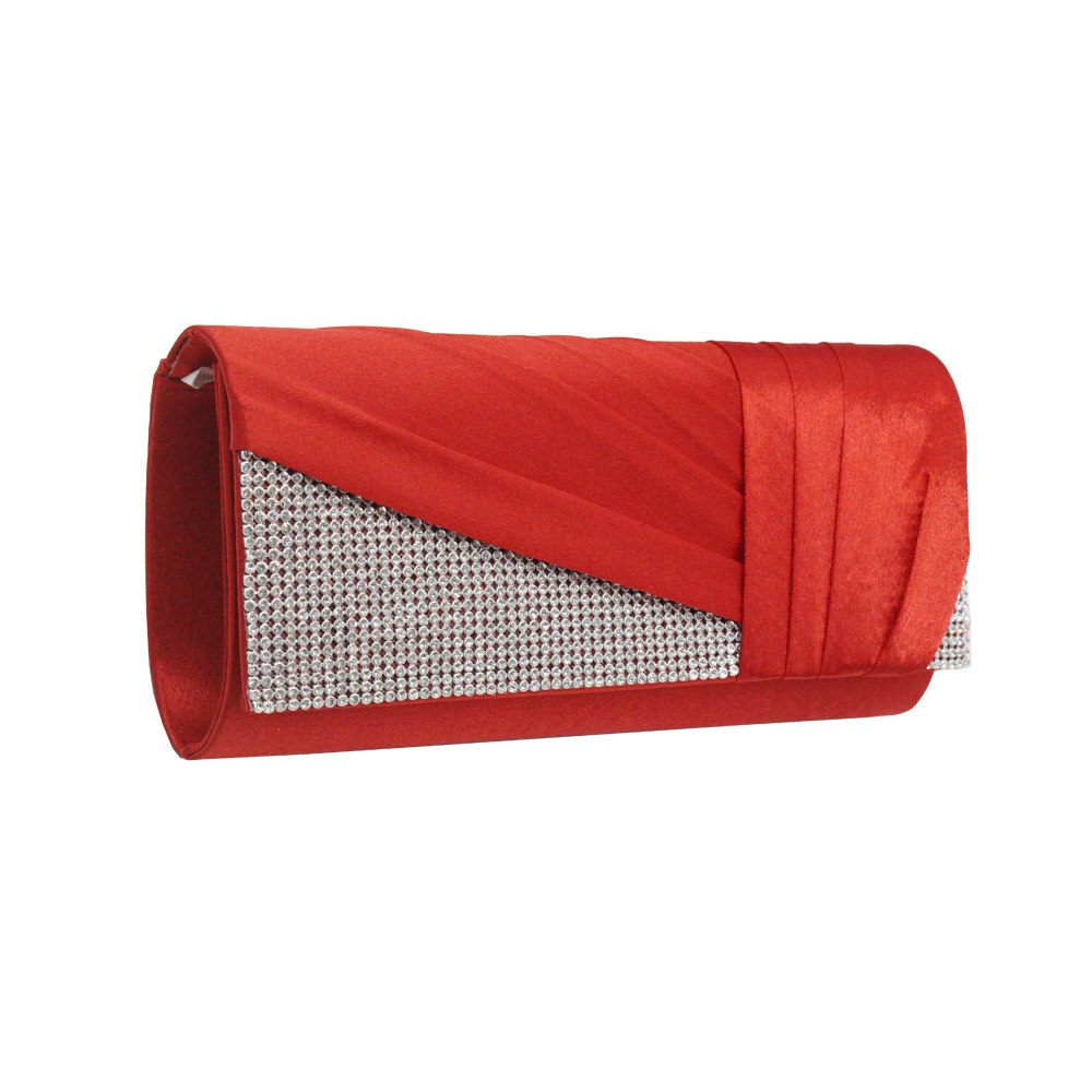 Women's Medium All Seasons Satin Solid Color Fashion Rhinestone Square Magnetic Buckle Evening Bag display picture 4