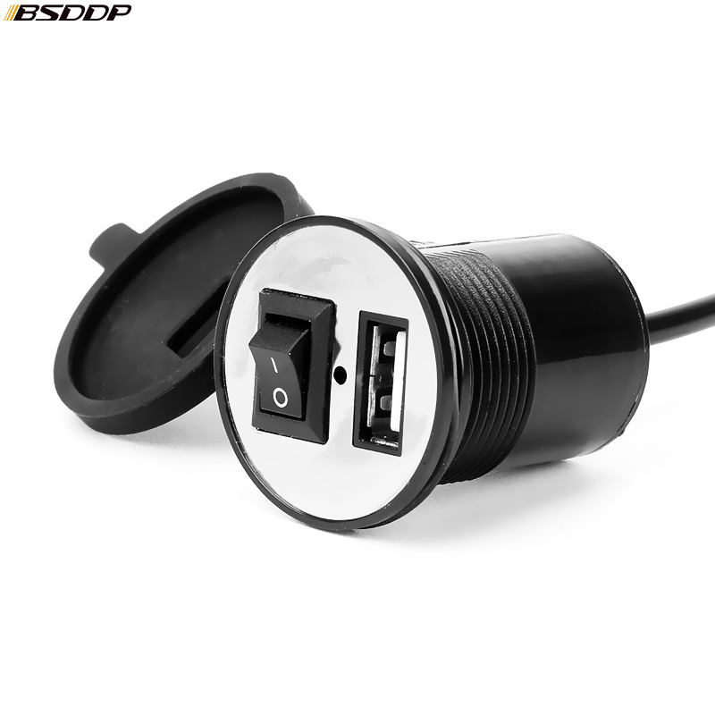 摩托车usb充电器车载手机充电12 24v踏板电动车改装usb带开关防水 阿里巴巴