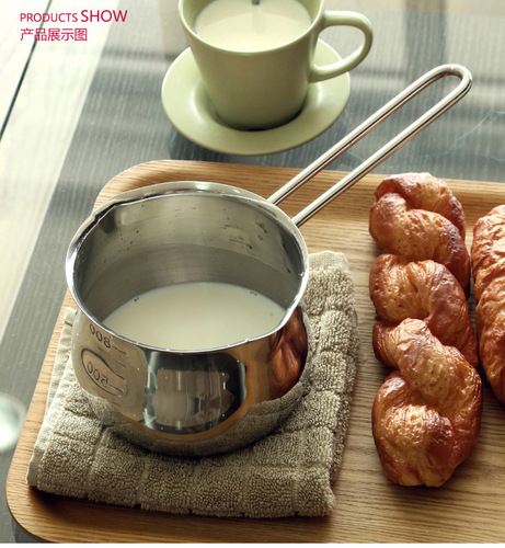 Non-stick small milk pot stainless steel 304 mini thick soup pot double-layer household induction cooker baby food cooking pot