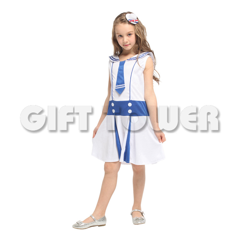 Huanyou Carnival Costume for Kindergarten Kids G-0348 Cool Blue and White Little Navy cosplay costume for children detail image 3