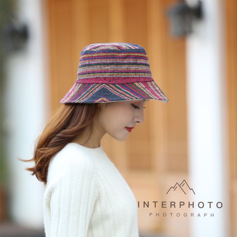 outdoors leisure time Retro Ethnic style Fisherman hat Visor Korean Edition Large brimmed hat Bucket hats Trend personality Nation Hood