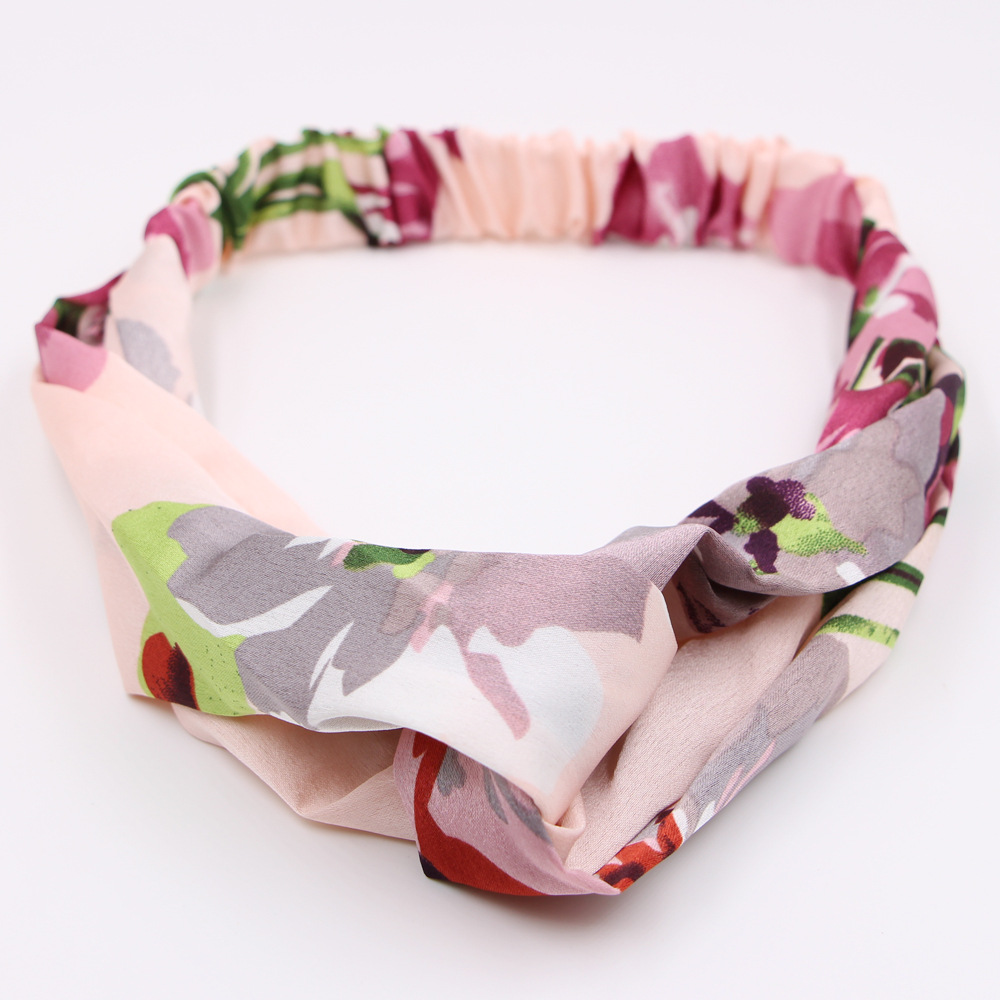 Hot Style Cross  Simple Elastic Floral Fabric Wash Face Bundle Wholesale display picture 2