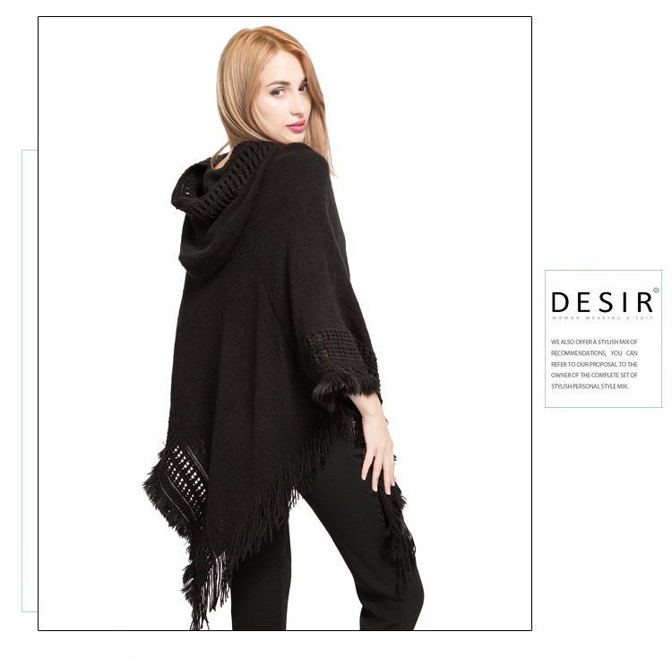 速卖通亚马逊热卖 大码针织套头衫批发 冬季仿羊绒披