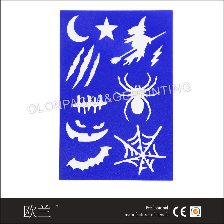 customized festival Halloween children adult Body Face tattoo Printing coating Hollow Plastic PP Template