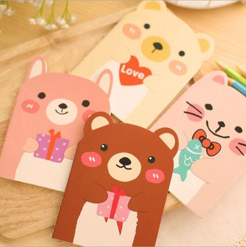 Factory direct sales creative stationery cute bear notebook small animal notepad cartoon portable notebook customized wholesale