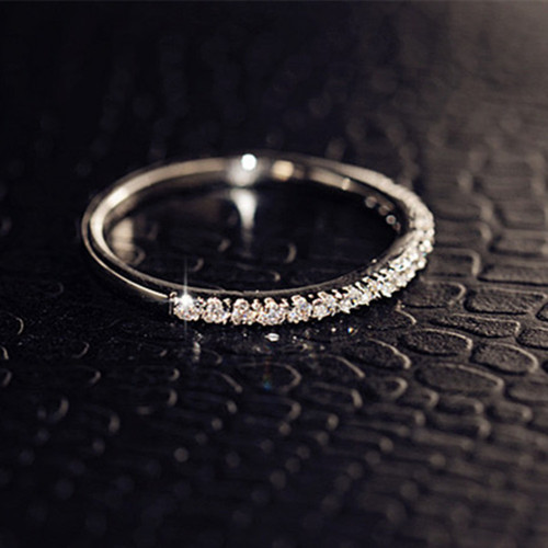 Japanese S925 sterling silver rose gold plated platinum fine diamond handmade simple fashion female ring best friend student tail ring