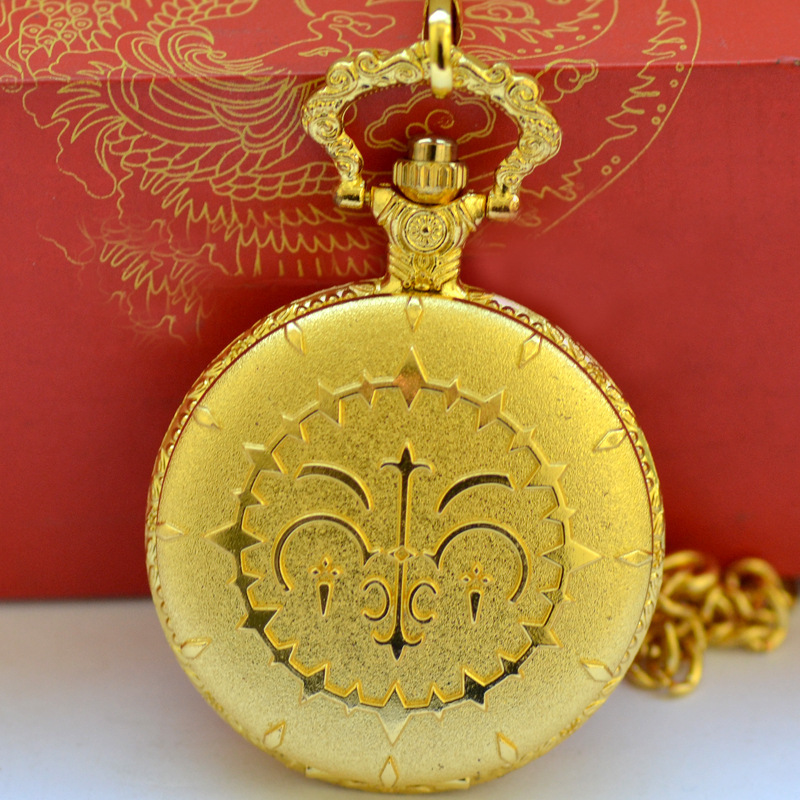 Factory wholesale nostalgic quartz pocket watch Golden Queen law bar thick chain quartz pocket watch