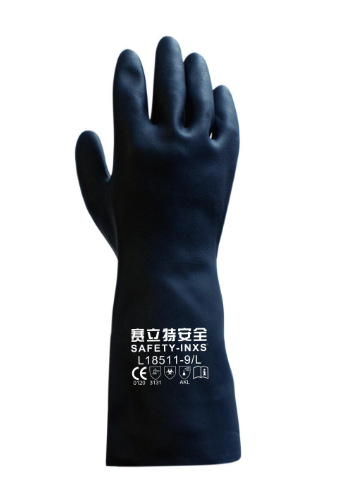 供应赛立特L18511黑色氯丁橡胶防水耐油耐酸碱防化抗撕裂防护手套