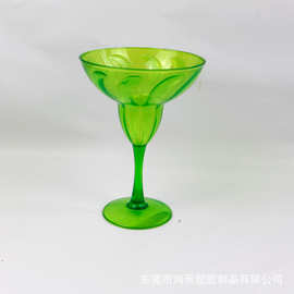 马天尼塑料杯PS绿色玛格l丽塔高脚塑料酒杯洋酒杯