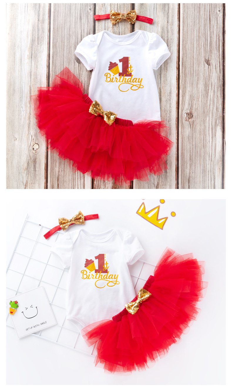 132g Weight Costume Props Event & Party Supplies Short Sleeve Sleeve Length Cotton Fabric Type Birthday Cute Letter Printing Cotton Girls Clothing Sets