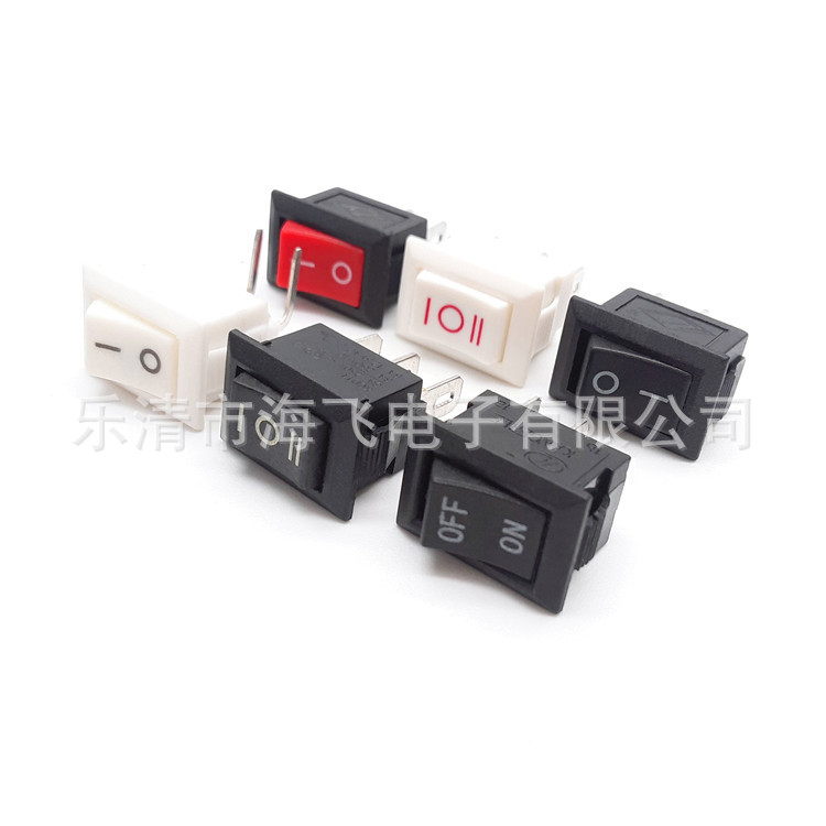 船型开关KCD11 微型小开关 红黑盖 尺寸10X15