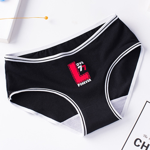 Black Series Underwear Sports Women's Cotton Mid-waist Women's Cotton Briefs Top Cotton Girls' Pants