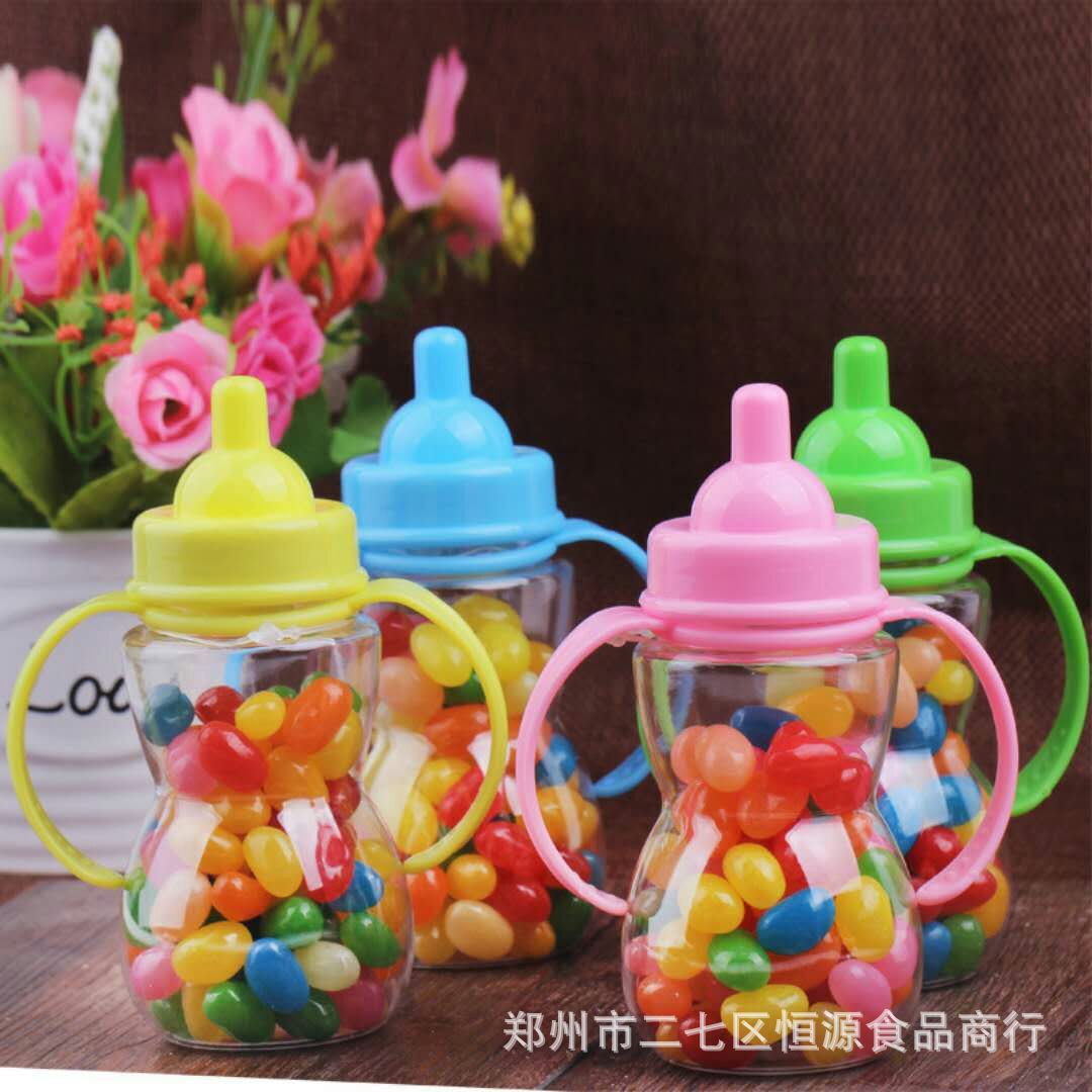 糖果贝豆奶瓶口哨糖奶瓶五彩果汁软糖啫喱糖儿童糖果零食12瓶批