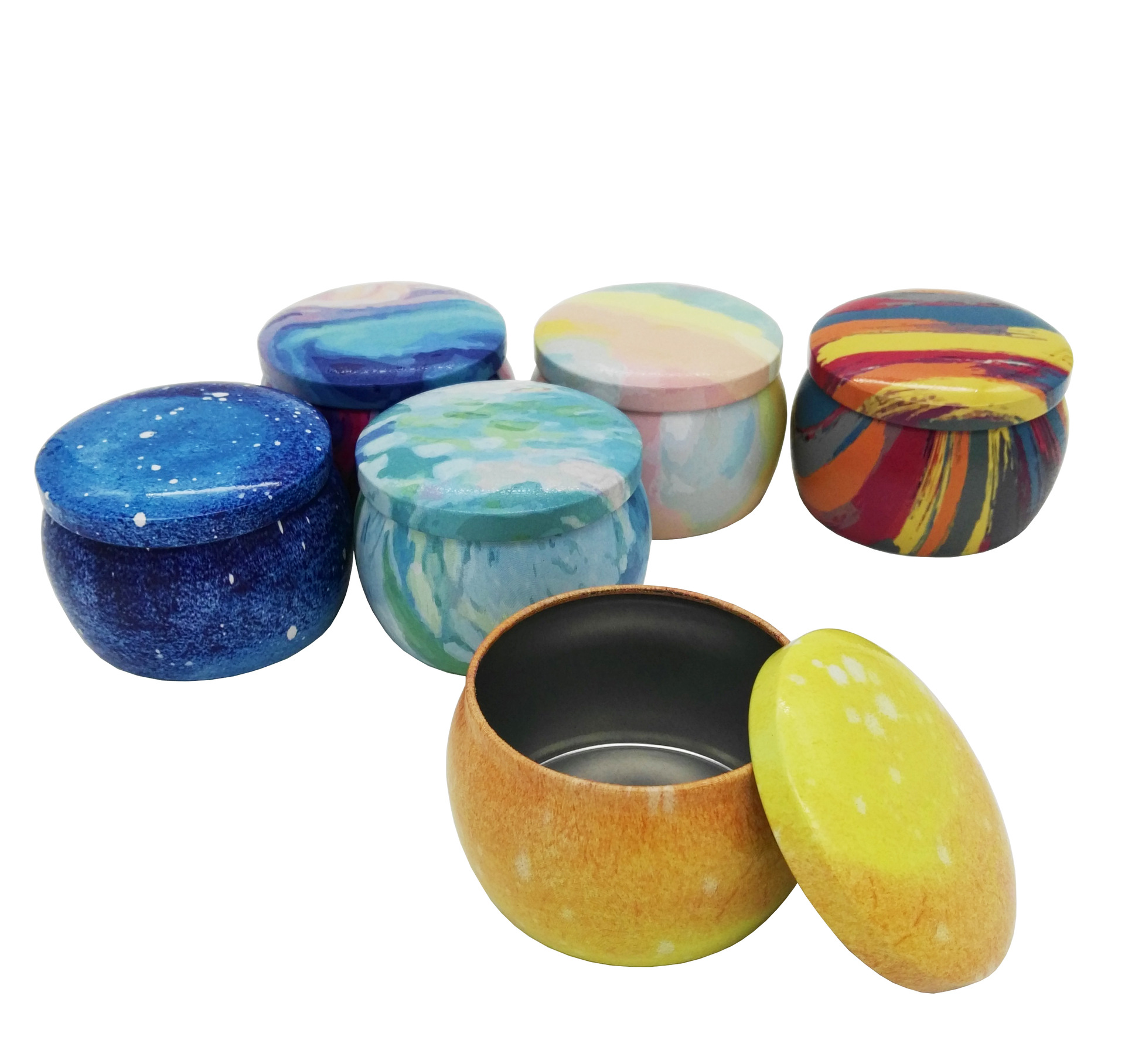 定制圆形糖果铁盒网红蜡烛罐大肚罐首饰礼品首饰拉伸铁罐TIN BOX