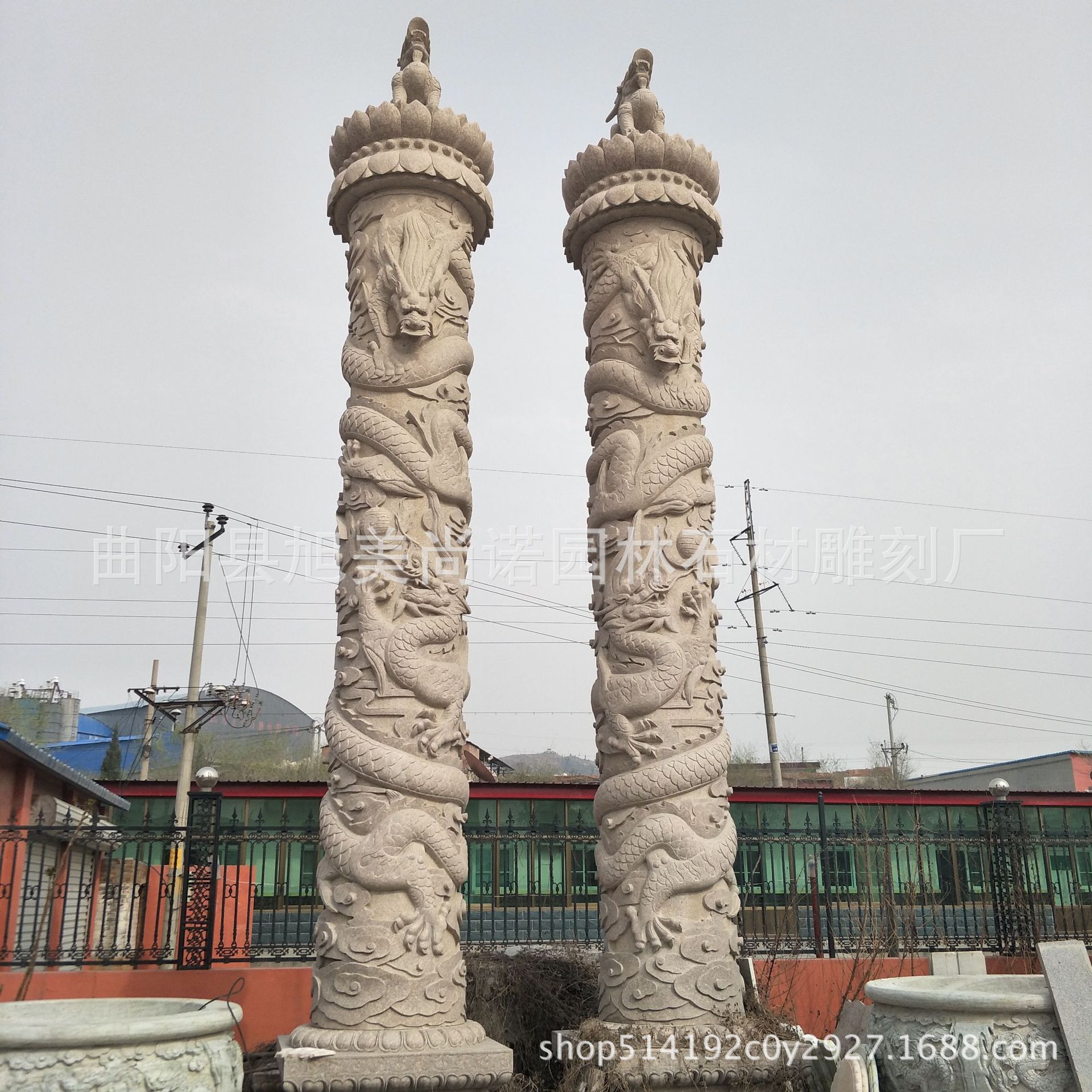 花岗岩盘龙柱华表广场汉白玉盘龙柱传统华表石雕罗马柱摆大气-阿里巴巴