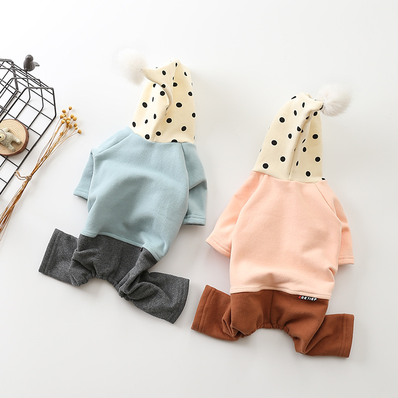 2018 autumn and winter New color matching one-piece four-legged clothes pet clothing teddy dog clothes autumn spot wholesale 2018 autumn and winter New color matching one-piece four-legged clothes pet clothing teddy dog clothes autumn spot wholesale