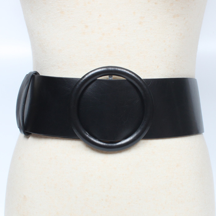 Simple Round Buckle Wide Belt display picture 1