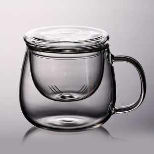 Production and wholesale high temperature resistant glass garden interest heat resistant glass three-piece glass bubble tea cup office Cup