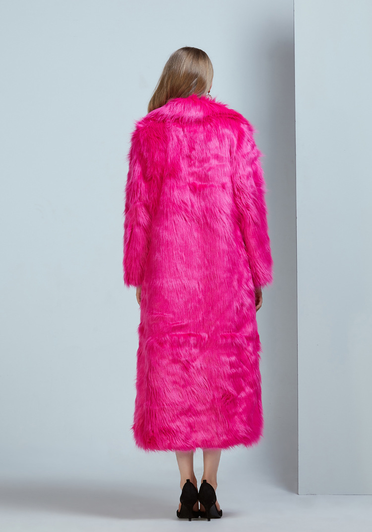 Ropa de mujer Abrigo de piel con cuello de traje superlargo de piel_voghion.com