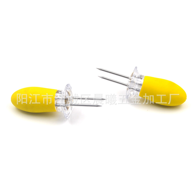 厂家直供不锈钢玉米针套装BBQ玉米针4对套装户外便携带烧烤签