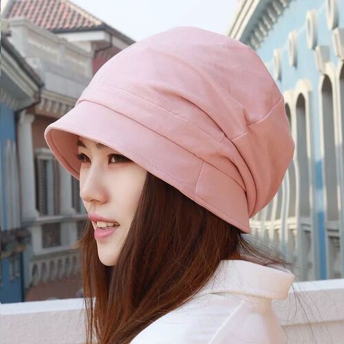 Women's Korean style trendy spring and summer big head circumference showing face small basin hat octagonal pile hat painter fisherman bald confinement hat
