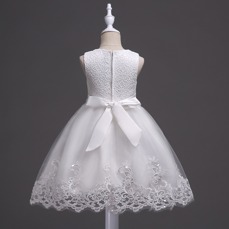 女童公主裙秋款 宝宝礼服裙手工缝珠花童婚纱 外贸童装厂家批发