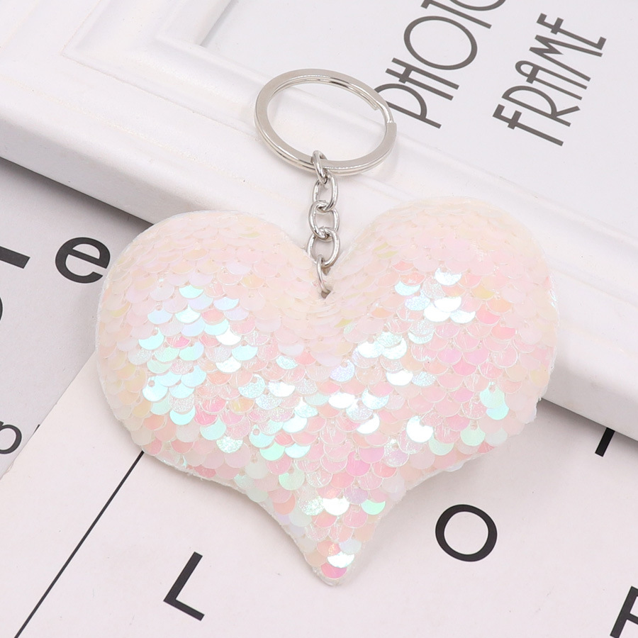 Cute Keychain Cute Heart Keychain Glitter Pompom Sequins Key Ring Gifts