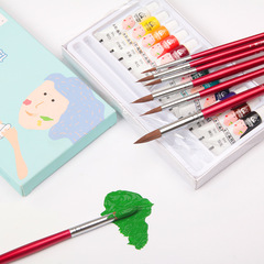 Wang Zhuang Watercolor Painting Hooked Liner Brush Single Round Head Gouache Wolf Hair Oil Painting Brush Tip Art Drawing Pen Set