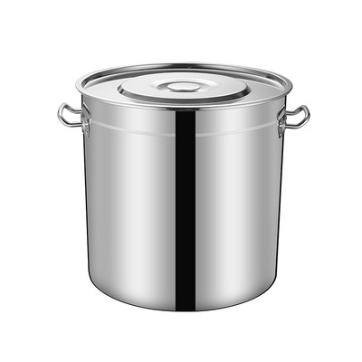 不锈钢桶圆桶带盖加厚商用汤桶大容量汤锅食堂饭桶 燃气灶电磁炉|ru