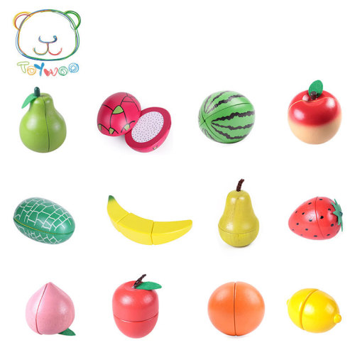 Wooden play kitchen fruit and vegetable cutting toy, simulated kitchen toy, magnetic cutting set sold separately