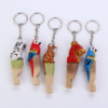 Keychain, carved wooden cartoon pendant, whistle, Chinese horoscope