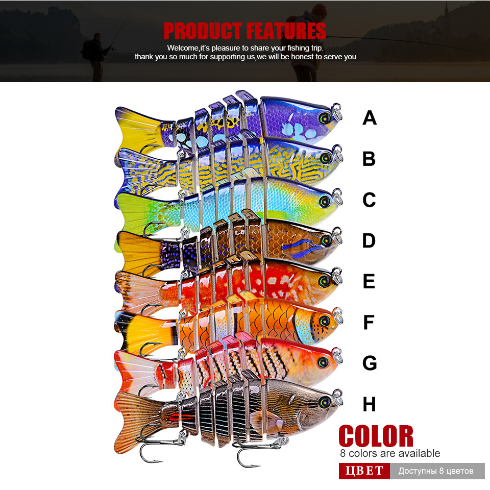 Sinking Multi Jointed lures 8 Colors hard plastic baits Saltwater Sea Bass Swimbait Tackle Gear