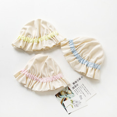 彩棉新生兒帽嬰兒公主帽子花邊遮陽帽春秋夏男女寶寶可愛太陽帽