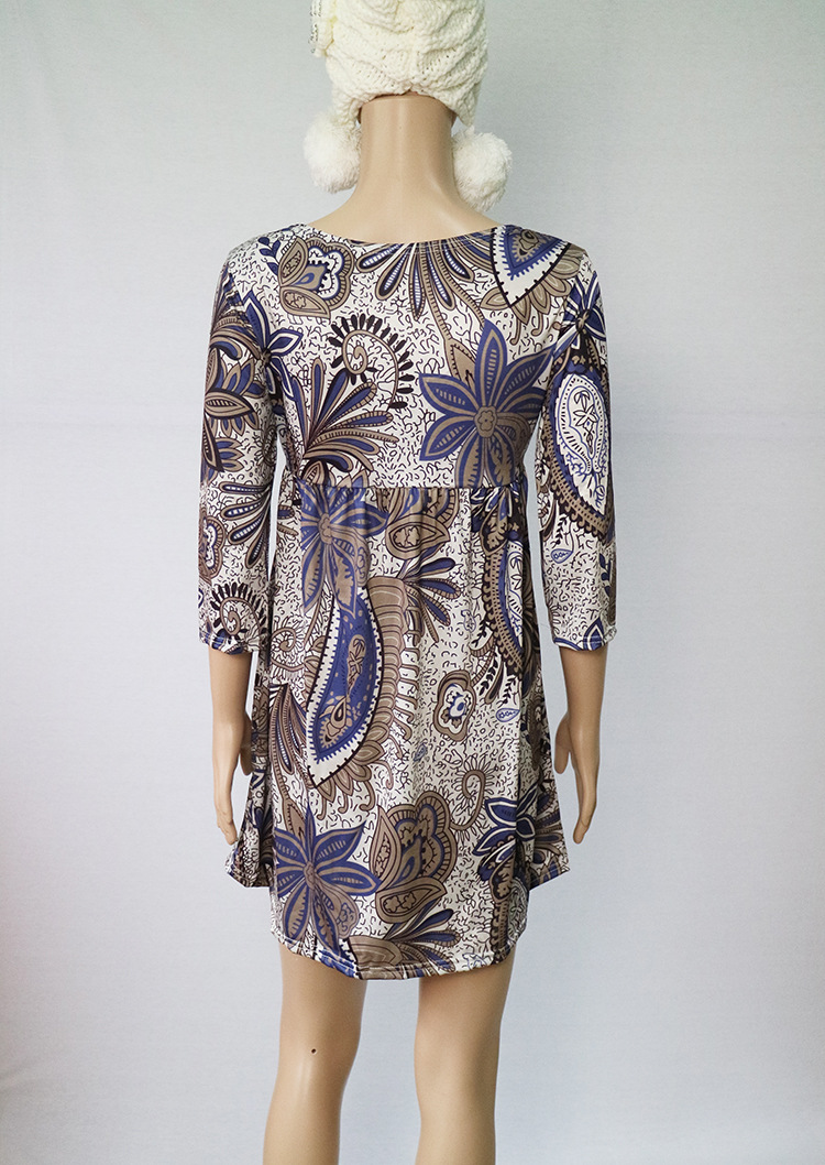 Floral Print A Line Dress 3 4 Sleeve Spring Style Casual Wear Wholesale Available fast shipping