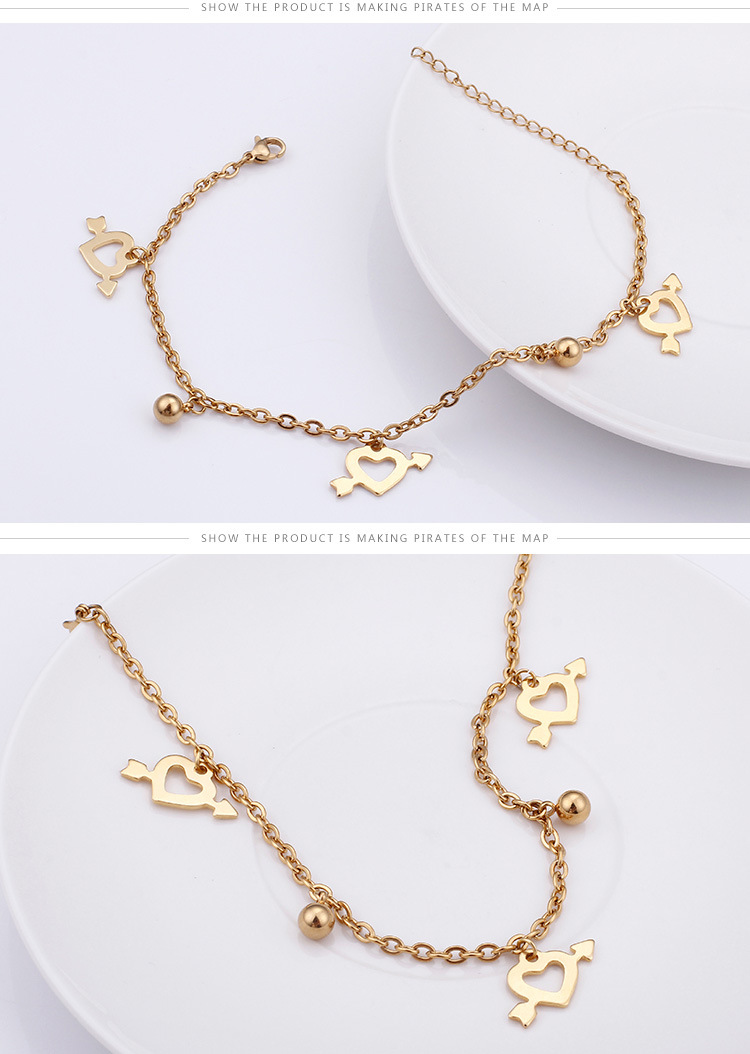 stainless steel korean style heart-shaped anklet wholesale jewelry Nihaojewelry
