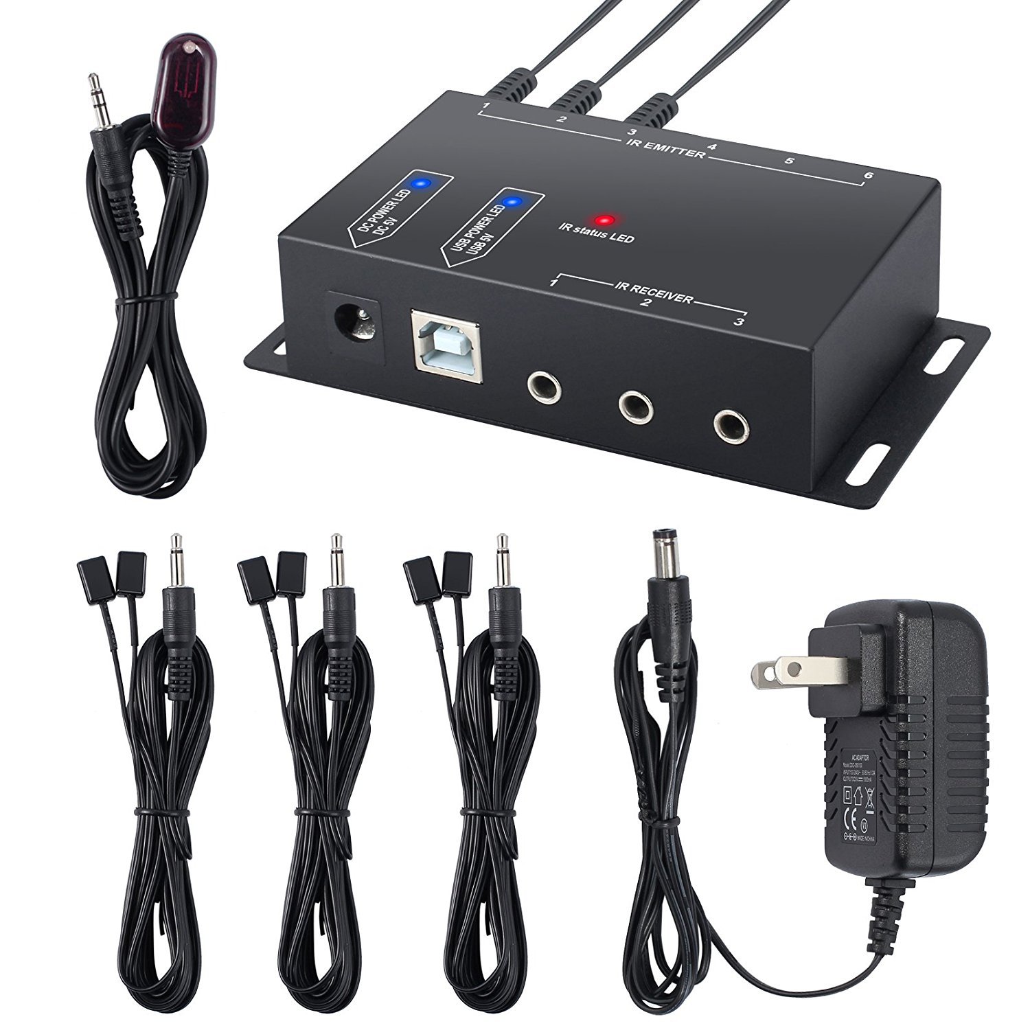 亚马逊好货智能家居遥控信号回传器 IR红外转发器一接收六发射