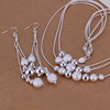 Three line More beads Two piece set Sand Pearl Necklace Earrings Set Europe and America ornaments suit Silver ornament spherical Kit