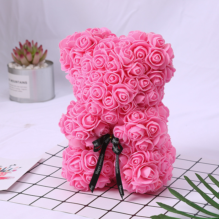 Valentine's Day Gift Creative 25cm Rose Flower Bear Gift Box Pe Flower Romantic Foam Bear Bebear display picture 14