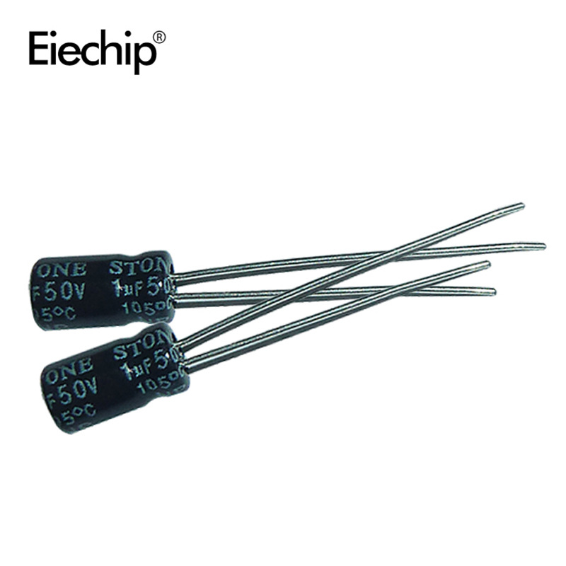 现货电容器 1UF 50v电解电容体积5*11mm无极性电容 直插电解电容