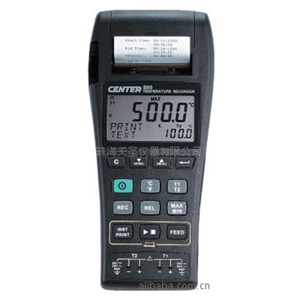 台湾群特CENTER500温度计 温度表记录仪 双通道温度计 带打印